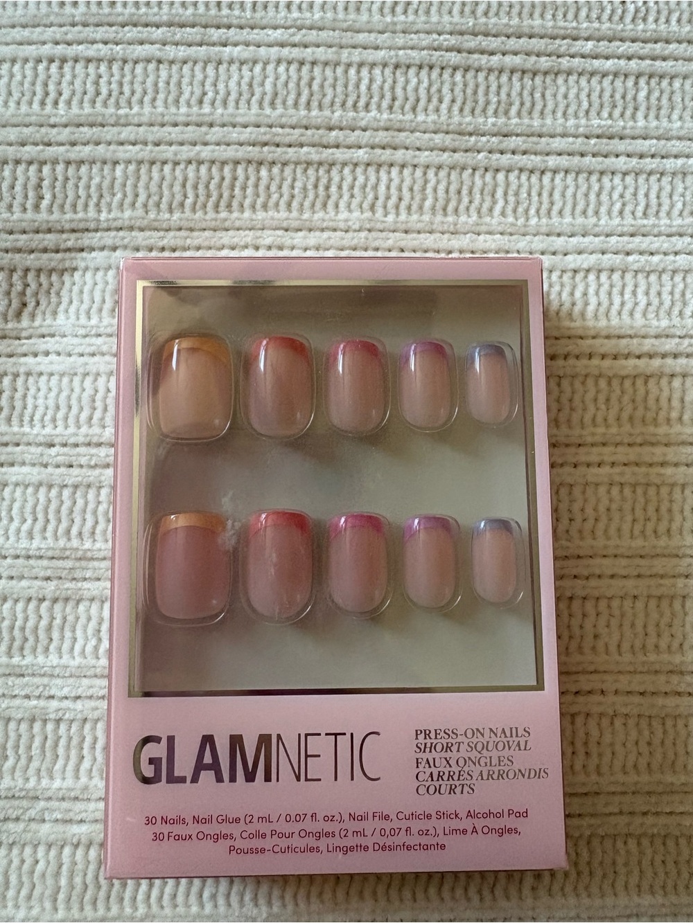 Glamnetic French Tip Press-On Nails - Multicolor Tips Macarons
